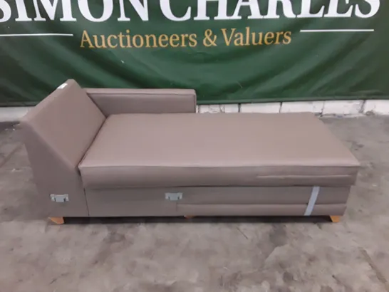 QUALITY DESIGNER MARSTON CHAISE STORAGE SOFA - CEDAR LEATHER 