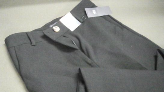 M&S REGULAR WIDE HIGH RISE BLACK TROUSERS - 10