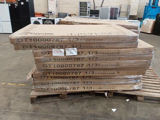 PALLET OF APPROXIMATELY 10X DESIGNER PEAKE WHITE MARBLE AND CHROME 160CM DINING TABLE TOPS (TABLE TOPS ONLY)