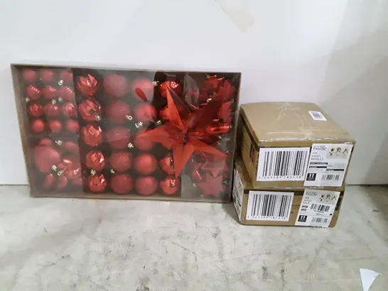 BOX CONTAINING APPROXIMATELY 3 BRAND NEW RED VALUE BAUBLE PACKS & 2 BRAND NEW ANGEL BAUBLE 3 PACKS 