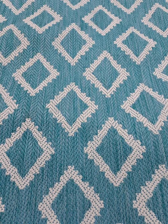 TERRACE OUTDOOR TEAL DIAMOND CARPET (150x230cm) - COLLECTION ONLY