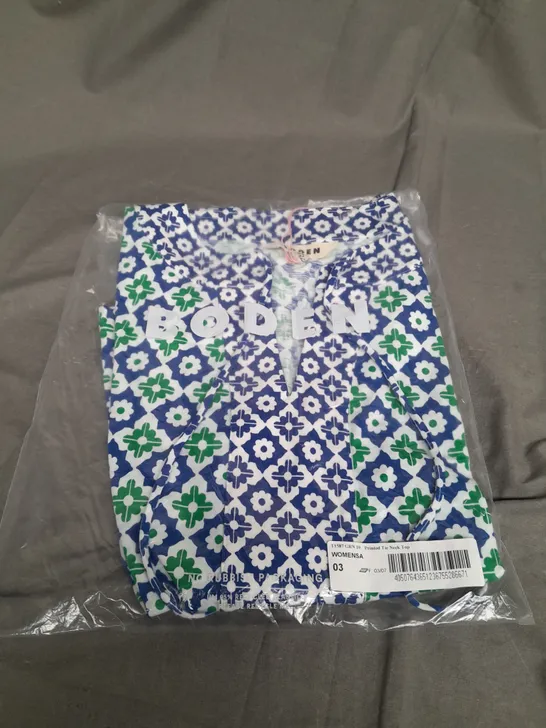 SEALED BODEN PRINTED TIE NECK TOP - UK 10