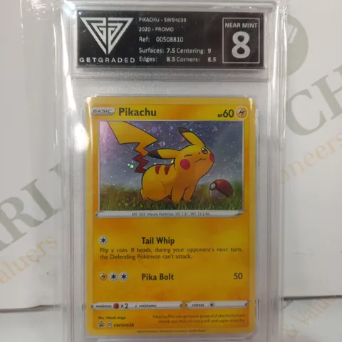 FRAMED AND GRADED COLLECTIBLE POKÉMON TRADING CARD - PIKACHU (2020 SWSH PROMO)