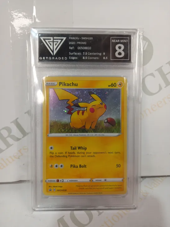 FRAMED AND GRADED COLLECTIBLE POKÉMON TRADING CARD - PIKACHU (2020 SWSH PROMO)