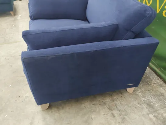 QUALITY BRITISH MADE LOUNGE Co EASY CHAIR WITH BOLSTER CUSHIONS BLUE PLUS FABRIC
