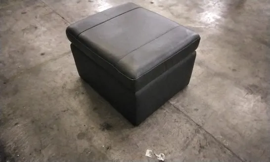 DESIGNER CHARCOAL GREY LEATHER STORAGE FOOTSTOOL