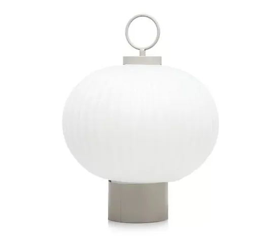 K BY KELLY HOPPEN INDOOR OUTDOOR GLASS LANTERN IN TAUPE- COLLECTION ONLY