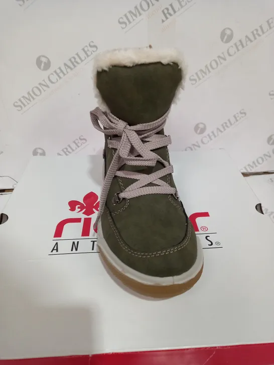 BOXED RIEKER ANTISTRESS KHAKI GREEN & WHITE HIKING BOOT 