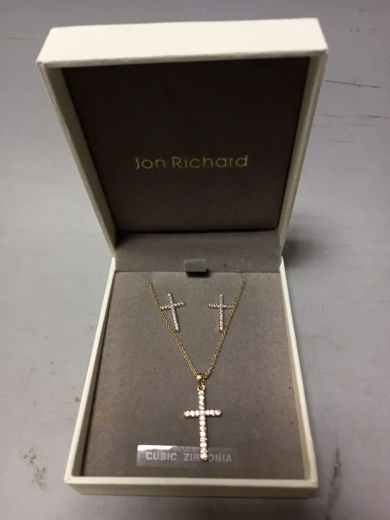 JON RICHARD CROSS NECKLACE AND EARRING SET