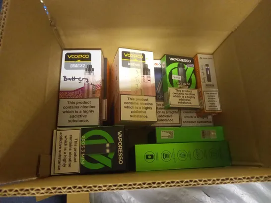 APPROXIMATELY 20 BOXED E-CIGARETTES TO INCLUDE GEEK VAPE, VAPORESSO, VOOPOO ETC