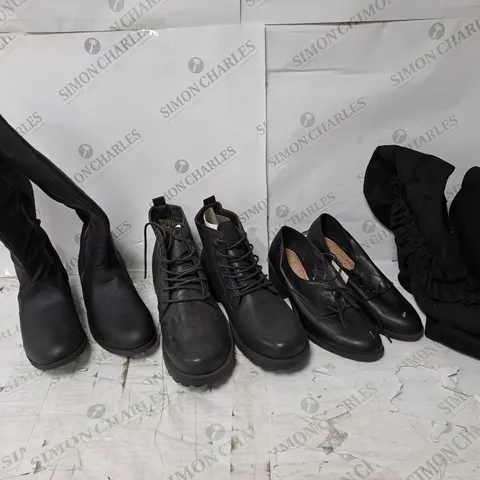 LARGE BOX OF ASSORTED SHOES TO INCLUDE BOXED AND UNBOXED HEELS AND BOOTS