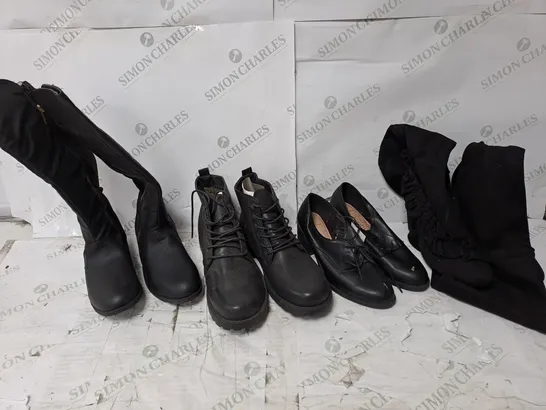 APPROXIMATELY 10 PAIRS  OF ASSORTED SHOES TO INCLUDE BOXED AND UNBOXED HEELS AND BOOTS