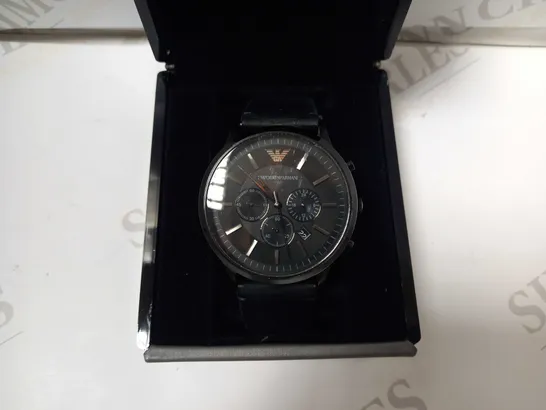 DESIGNER EMPORIO ARMANI BLACK STAINLESS STEEL WRIST WATCH RRP £279