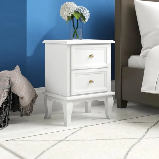 BRANT 2 DRAWER BEDSIDE TABLE COLOUR: WHITE