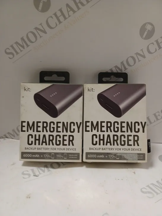 2 X BOXED KIT: EMERGENCY BACK-UP 6000MAH PORTABLE POWER BANKS