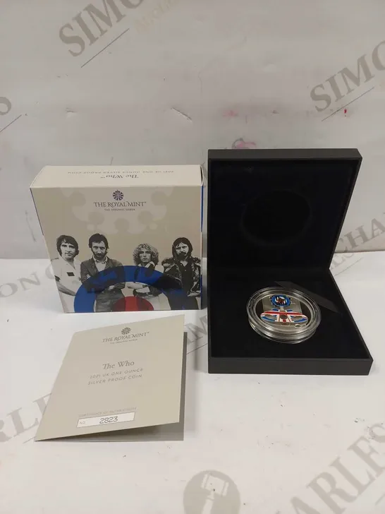 THE ROYAL MINT THE WHO 2021 UK ONE OUNCE SILVER PROOF COIN 