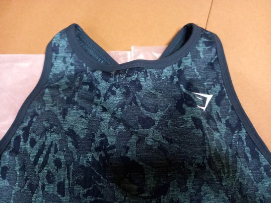 STYLE OF GYMSHARK GARDEN GREEN/LOGO TEXTURED SPORTS BRA - SMALL