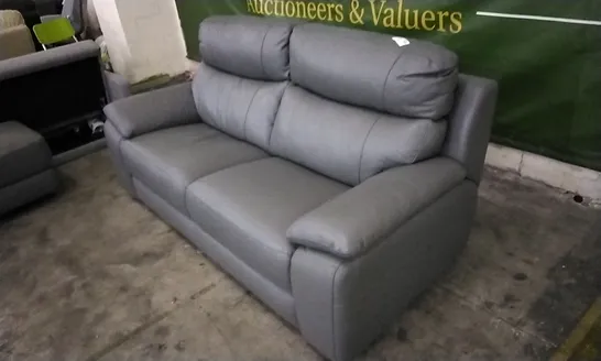 QUALITY ITALIAN DESIGNER DARK GREY LEATHER 3 SEATER SOFA