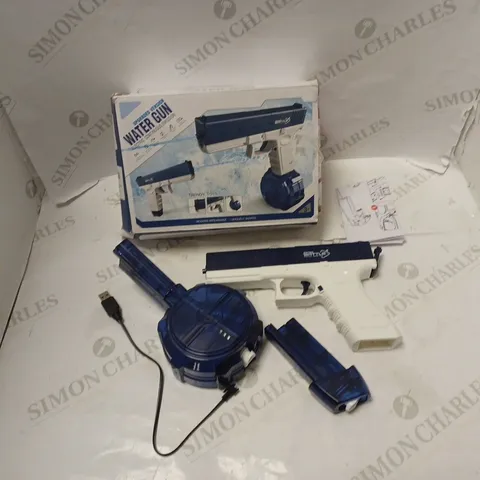 BOXED ELECTRIC WATER GUN WITH ACCESSORIES, USB CABLE AND INSTRUCTIONS