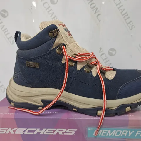 SKECHERS HIGH TOP LACE UP HIKER BOOTS NAVY UK SIZE 4.5