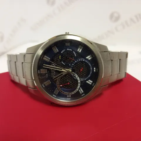 HUGO BOSS #SKELETON BLUE DIAL AND STAINLESS STEEL WATCH