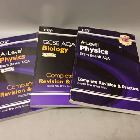 LOT OF 3 CGP GCSE BIOLOGY AND 2 X A LEVEL PHYSICS REVISION AND PRACTICE BOOKS