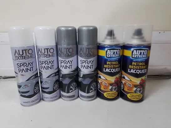 LOT OF APPROXIMATELY 45 CANS OF AEROSOLS TO INCLUDE SPRAY PAINTS AND PETROL RESISTANT LACQUER