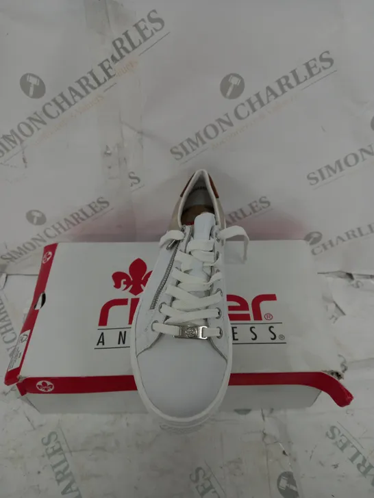 RIEKER SIDE ZIP TRAINER IN WHITE SIZE 6 