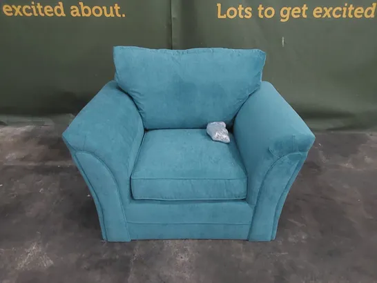 DESIGNER DURY FIXED BACK FABRIC UPHOLSTERED CHAIR - TEAL