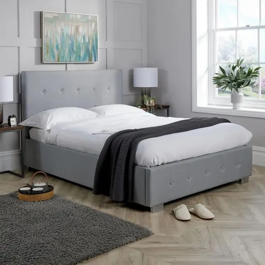 BOXED ANNELLE SINGLE DEEP CRYSTAL OTTOMAN BED - GREY (2 BOXES)