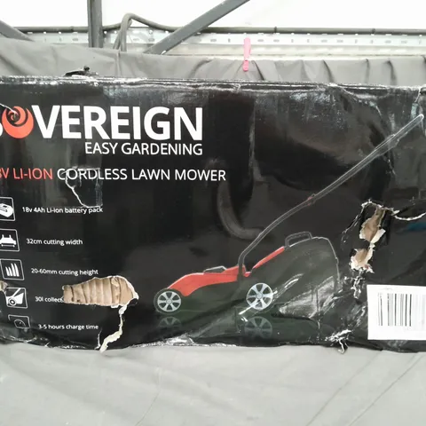 BOXED SOVEREIGN 18V LI-ION CORDLESS LAWNMOWER - COLLECTION ONLY