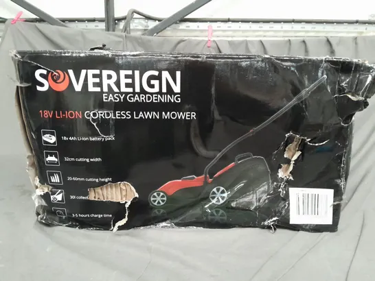 BOXED SOVEREIGN 18V LI-ION CORDLESS LAWNMOWER - COLLECTION ONLY