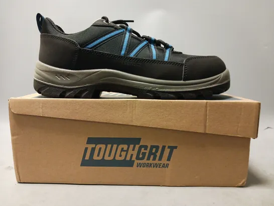 BOXED PAIR OF TOUGH GRIT ALDER 2 STEEL TOE SAFETY SHOES IN BLACK/BLUE UK SIZE 10