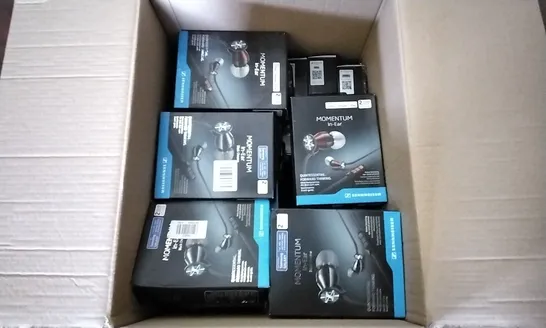 BOX CONTAINING 20 SENNHEISER MOMENTUM IN EAR HEADPHONES 