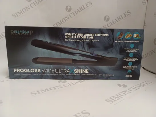 BOXED REVAMP PROGLOSS WIDE ULTRA X SHINE CERAMIC HAIR STRAIGHTENER ST-2000 RRP £100