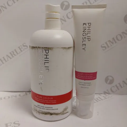 BOX OF 2 PHILIP KINGSLEY ITEMS TO INCLUDE ANTI-FADE SHAMPOO AND 5-IN-1 TREATMENT