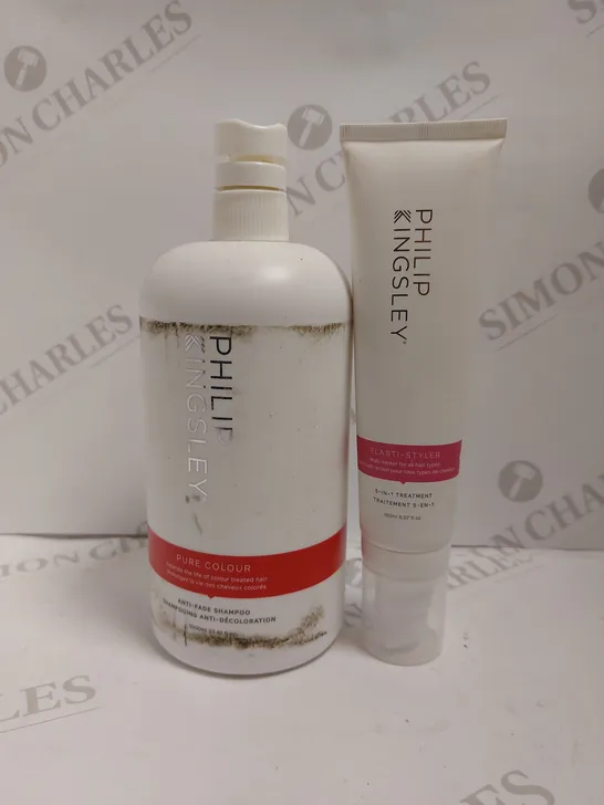 BOX OF 2 PHILIP KINGSLEY ITEMS TO INCLUDE ANTI-FADE SHAMPOO AND 5-IN-1 TREATMENT