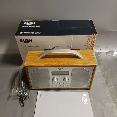 BOXED BUSH DAB/FM BLUETOOTH RADIO IN WOOD/SILVER