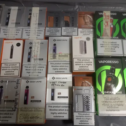 LOT OF APPROXIMATELY 20 ASSORTED VAPING ITEMS TO INCLUDE ASPIRE AND VAPORESSO