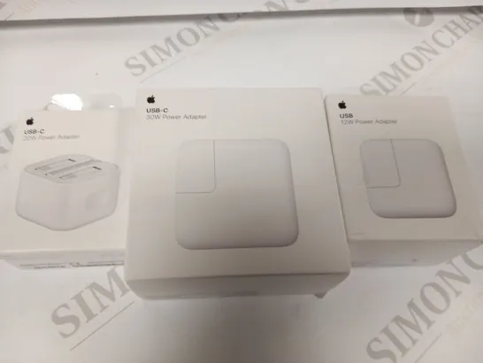 8 ASSORTED BOXED APPLE USB-C POWER ADAPTERS TO INCLUDE; 20W, 30W AND 12W