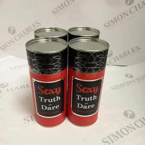 BOX OF 4 SEALED SEXY TRUTH OR DARE PICK-A-STICK TINS.