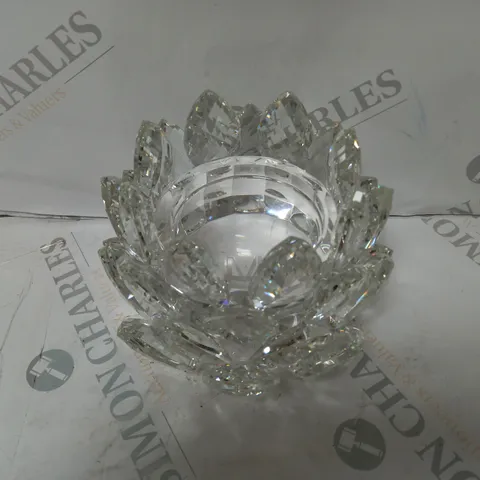 JULIEN MACDONALD GLASS LOTUS FLOWER CANDLE HOLDER CLEAR