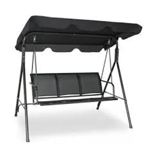 BOXED COSTWAY 3-PERSON PATIO SWING WITH POLYESTER ANGLE ADJUSTABLE CANOPY - BLACK