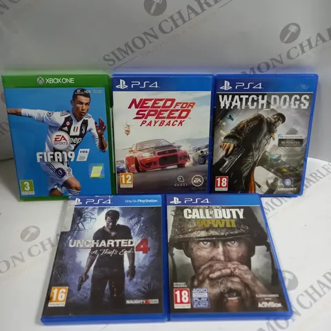 APPROXIMATELY 20 ASSORTED PS4/XBOX ONE VIDEO GAMES TO INCLUDE WATCH DOGS, UNCHARTED 4, NEED FOR SPEED PAYBACK ETC 