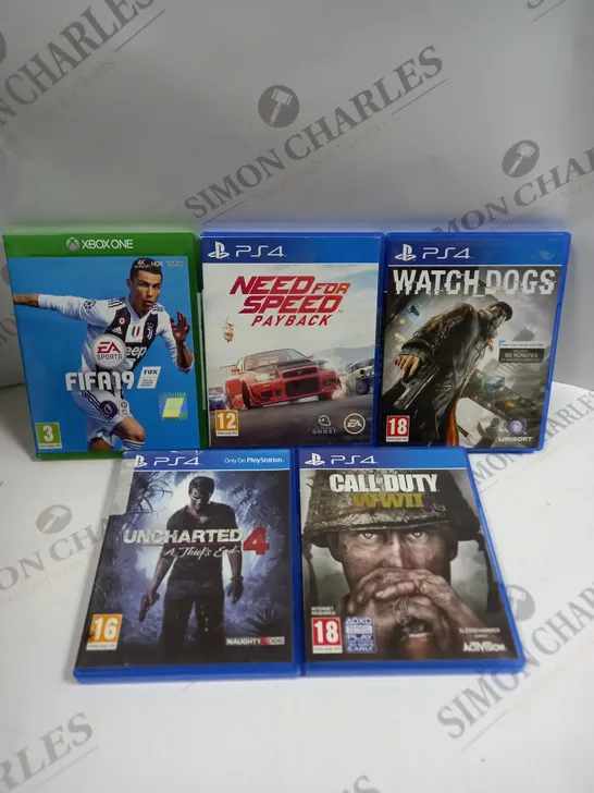 APPROXIMATELY 20 ASSORTED PS4/XBOX ONE VIDEO GAMES TO INCLUDE WATCH DOGS, UNCHARTED 4, NEED FOR SPEED PAYBACK ETC 