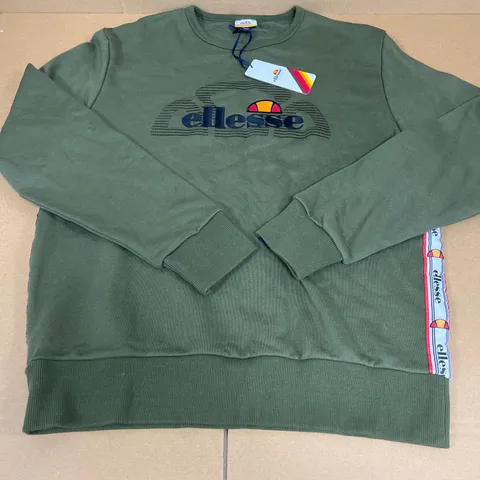 ELLESSE MEXICALI CREW NECK SWEATSHIRT IN KHAKI SIZE XL