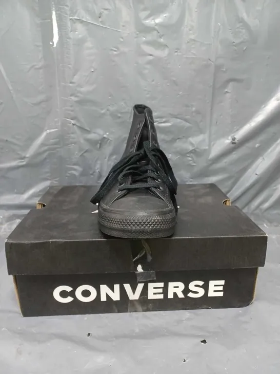 CONVERSE MENS TONAL LEATHER HI TOP TRAINERS BLACK SIZE 7