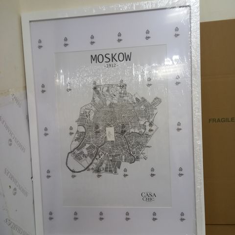 WHITE MOUNTED FRAMED IMAGE OF MOSKOW 1912 MAP - APPROX. 41X59CM PIC SPACE WITH MOUNT