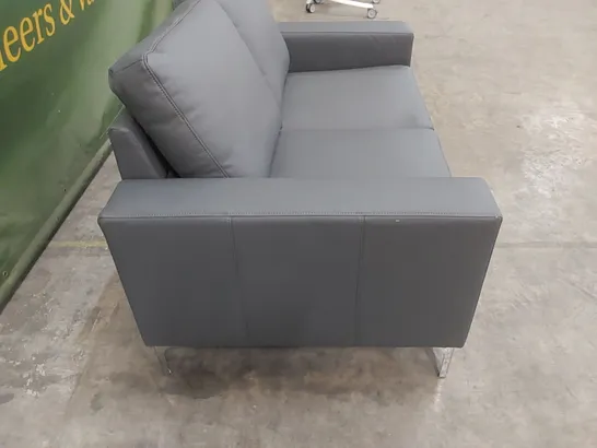 BALTIMORE 2 SEATER GREY LEATHER UPHOLSTERED SOFA