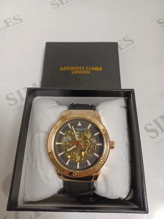 BOXED ANTHONY JAMES LIMITED EDITION EXPEDITE WATCH - BLACK & GOLD